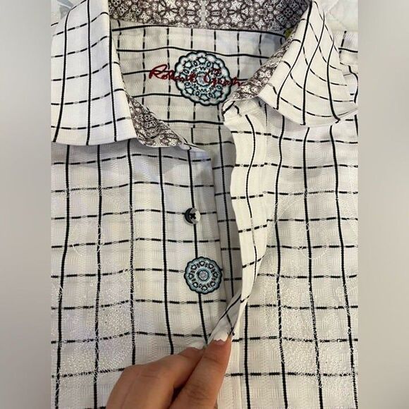 Robert Graham Full Chest Embroidery White Black Check Button Down size XXXL 3XL - Picture 3 of 12